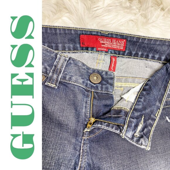 GUESS VINTAGE Y2K DAREDEVIL BOOTCUT FLARE JEANS LOW RISE, SIZE 27 - Picture 7 of 15